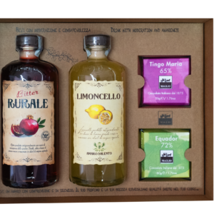 Cofanetto Regalo Limoncello, Bitter Rurale e due tavolette di cioccolato Maglio